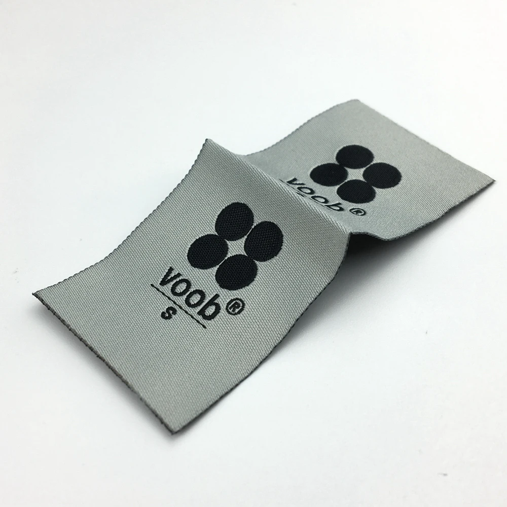 

Wholesale High quality custom logo center fold woven label for clothes, Customized