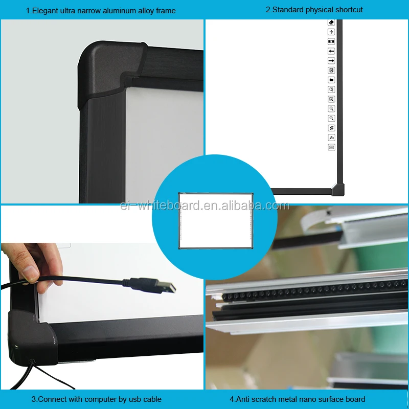 82 inch finger touch screen interactive whiteboard with projector