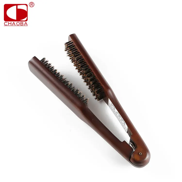 

CB-6009 Professional grade black wooden hair straightening brush new, Black/ can be oem