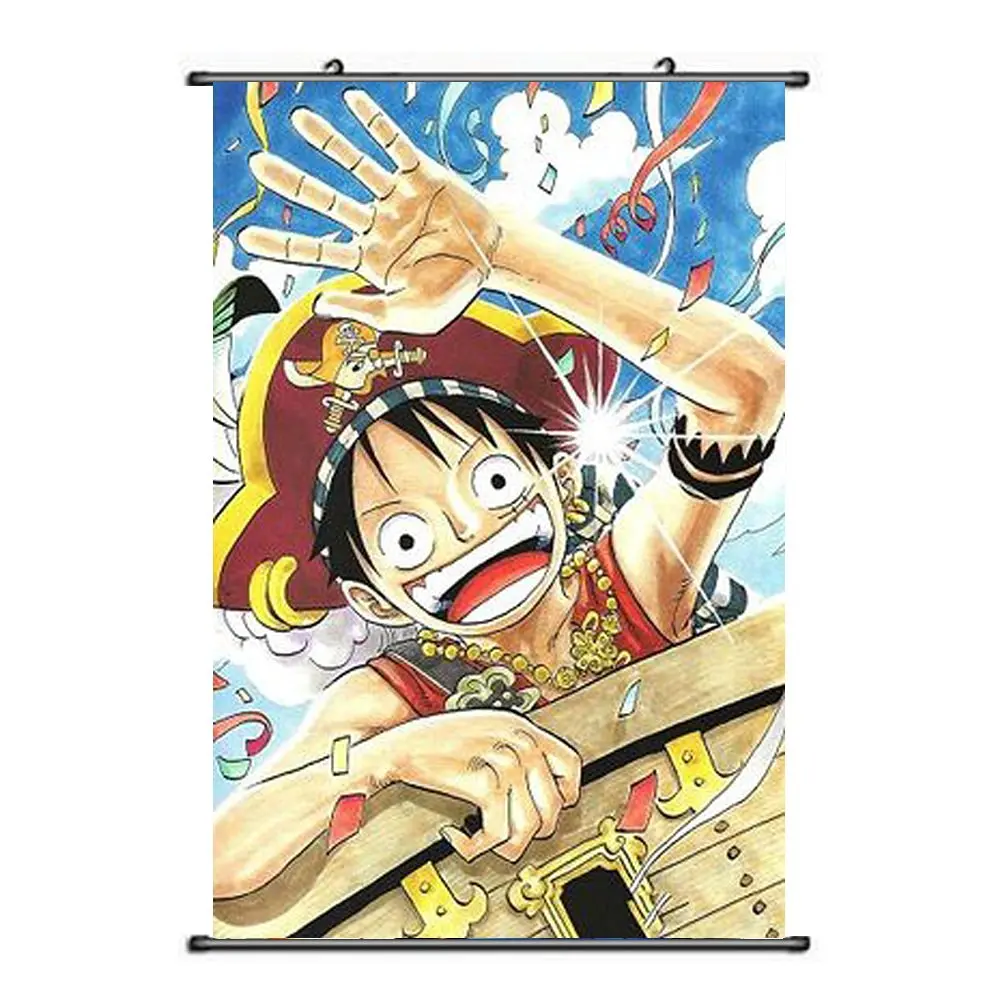 Onecos Anime One Piece Luffy Logo Poster Fabric Scroll Painting Wall Pictur...