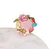 high quality hand painted flower gold ring women wedding rings