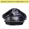 black leather military cap plain picked military caps
