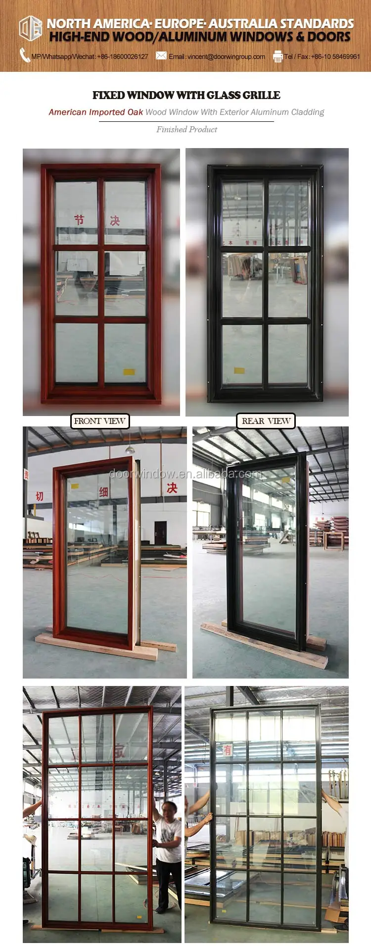 Wholesale price double hung picture window combination
