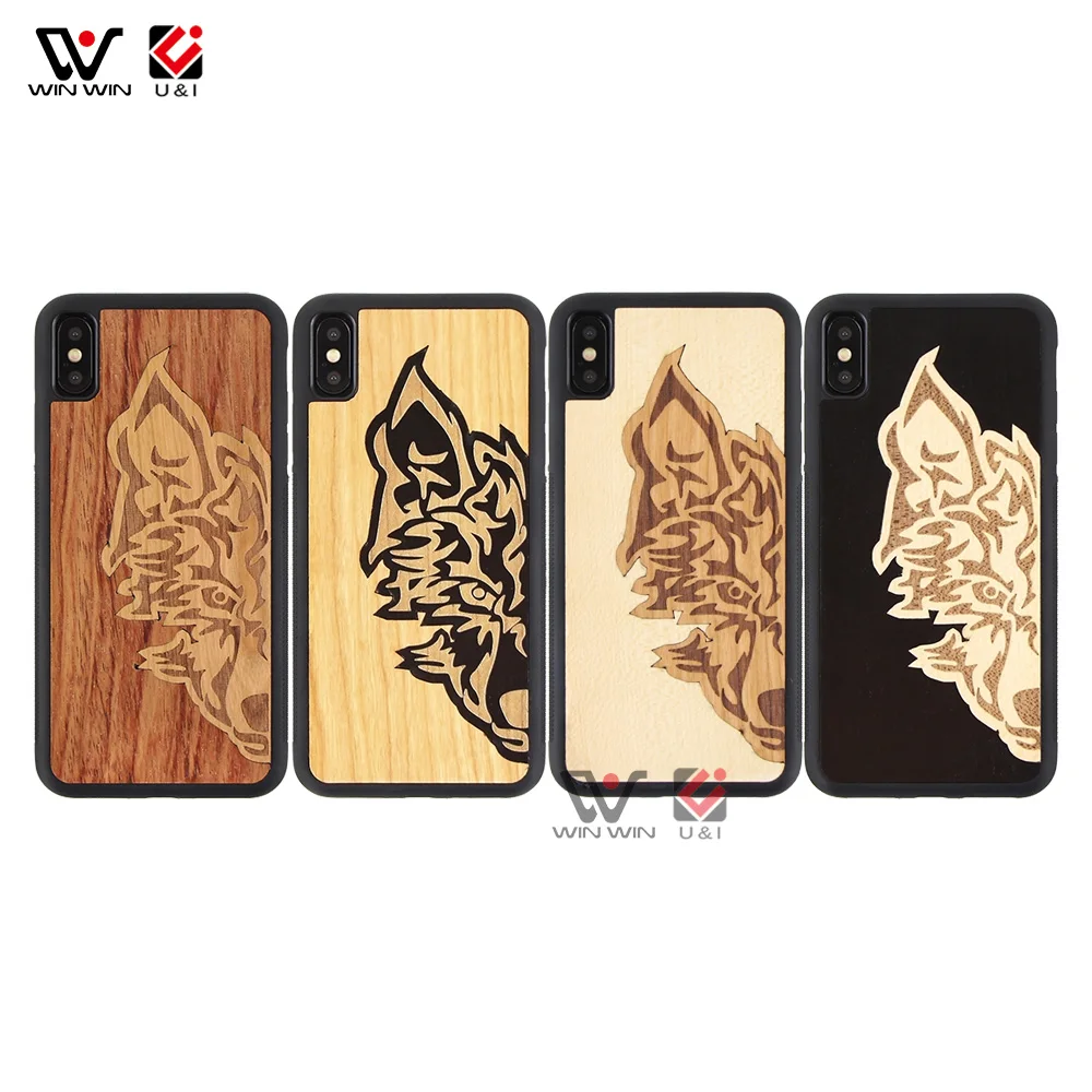 

2020 New Arrivals Wolf Pattern Design Mix Wood Custom Mobile Phone Case For iPhone 6 7 8 X XR XS Max, Customized