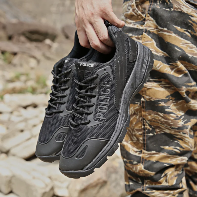 Black Police Running Shoes And Light Weight Outdoor Training Shoes And Antislip Shoes Buy