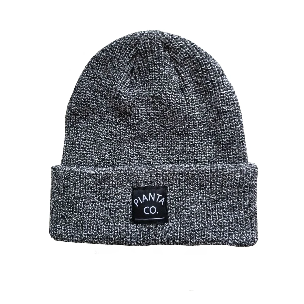 Plain Gray Custom Knitted Beanie Hat With Woven Label Logo Buy Beanie
