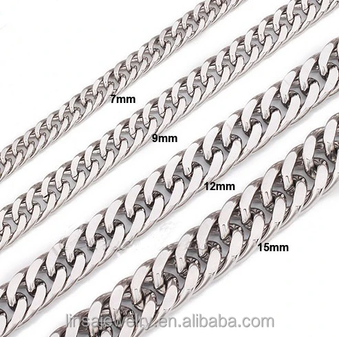 

316L Men High Polish silver Stainless Steel Curb Chain for mens Link Necklace LTC036
