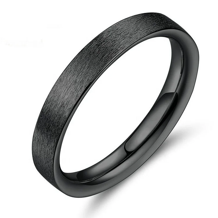 

RN103 Lisa Jewelry 925 sterling silver band men black Tungsten smart engagement ring remarked 925, White gold