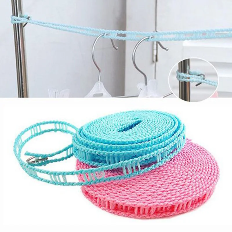

5m Portable Windproof Clothesline for Outdoor Indoor Home Travel Drying Random Color