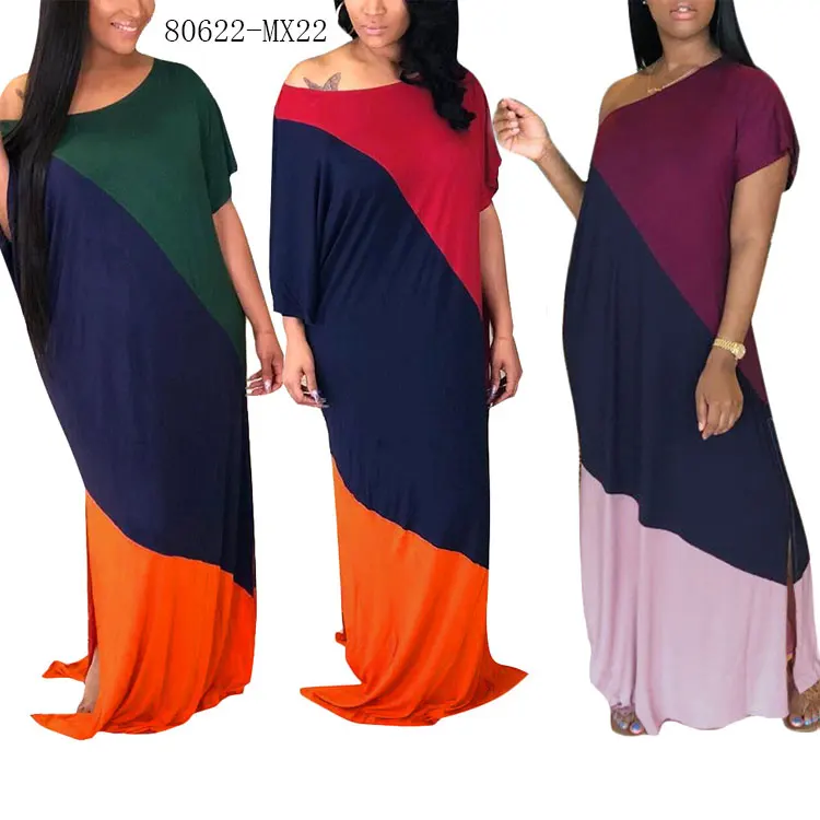 

80622-MX22 asymmetrical design print maxi dress for women
