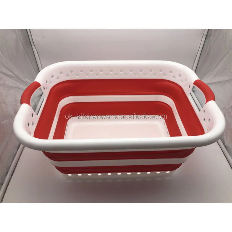 Plastic Collapsible Laundry Basket Silicone Folding Laundry Basket ...