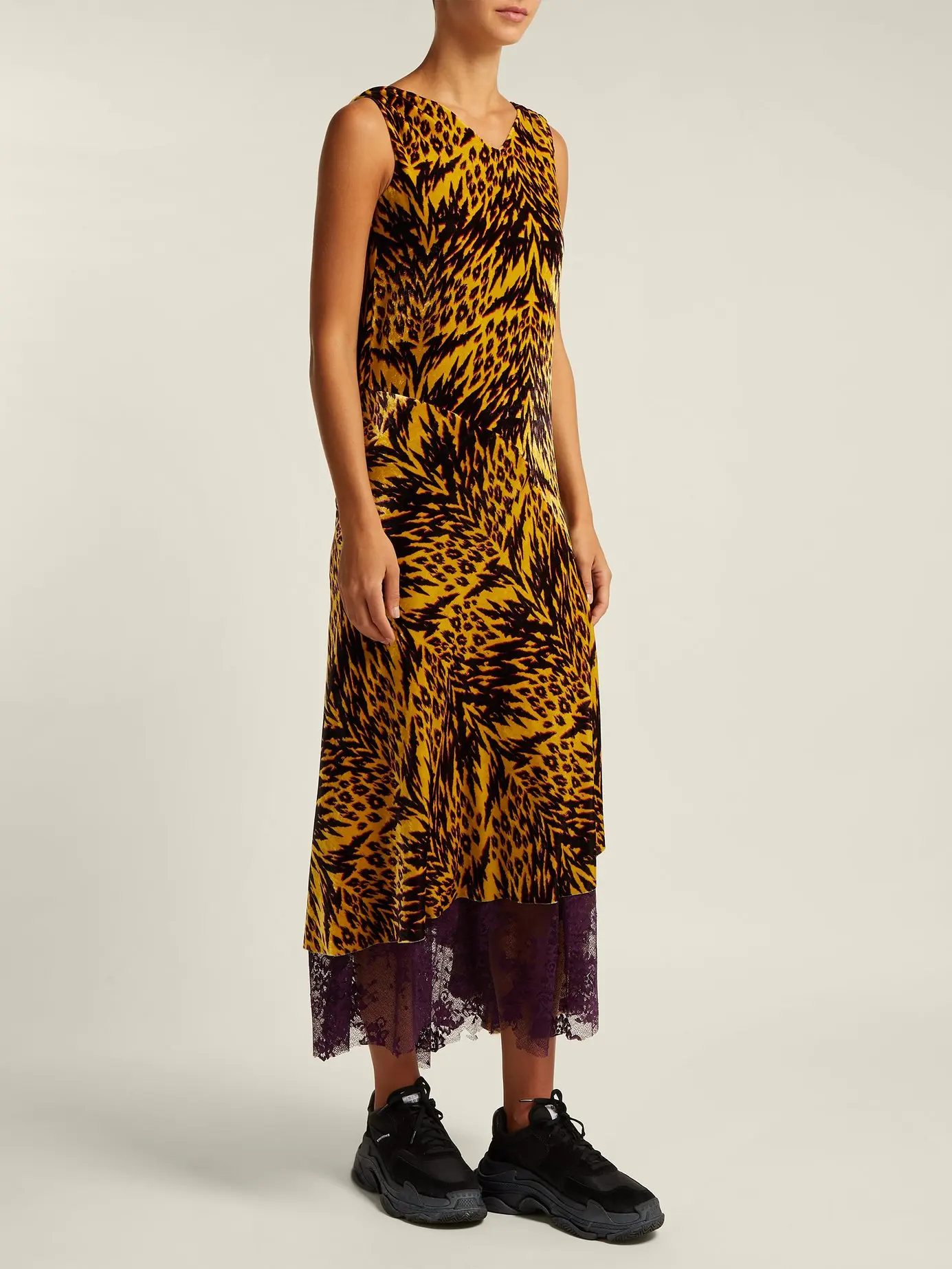 2018 autumn winter popular leopard print velvet midi dress women
