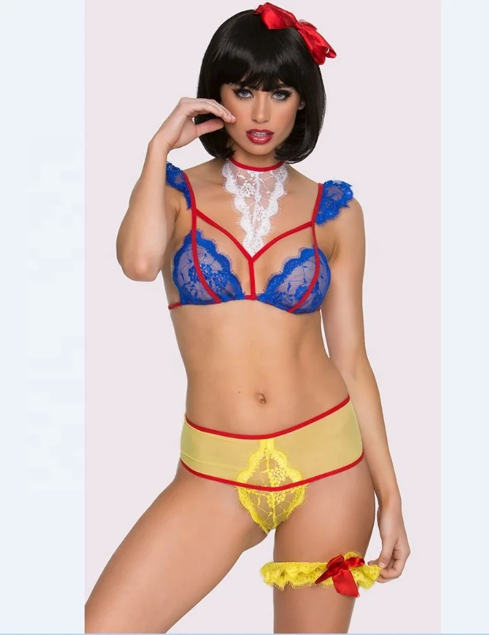 

Sexy Costume for Women/Sexy Snow White Transparent Lace Lingerie for Cosplay, Yellow