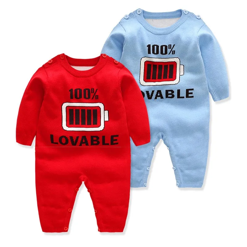 

Newborn baby crew neck long sleeve super soft cute print knitted jumpsuits children sweater