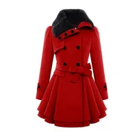 

C58068S Autumn/winter fashion high quality double-breasted thicken women long overcoats