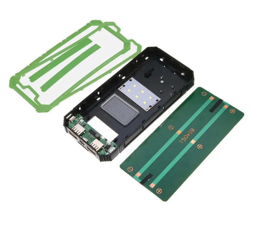 

10000mAh LED Dual USB Ports Solar Panel Power Bank Case Charger DIY Kits Box