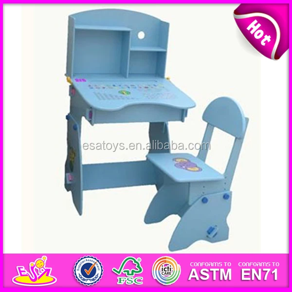 Top End Wooden Kids Writing Table Blue Children Table And Chair