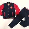 Children sherpa fleece lined varsity jacket and long pants boys baseball fleece set