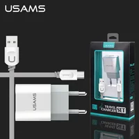 

USAMS eu plug dual 5v 2a battery wall usb charger set with usb cable