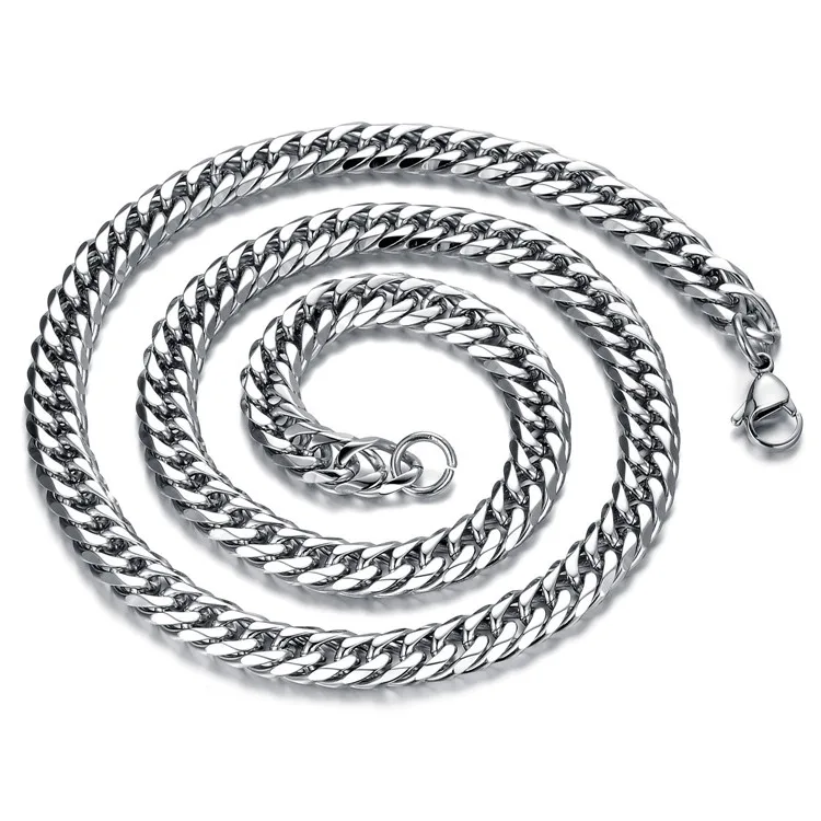 

Wholesale Jewelry Hips Hops Silver Color Stainless Steel Chain Necklace For Men