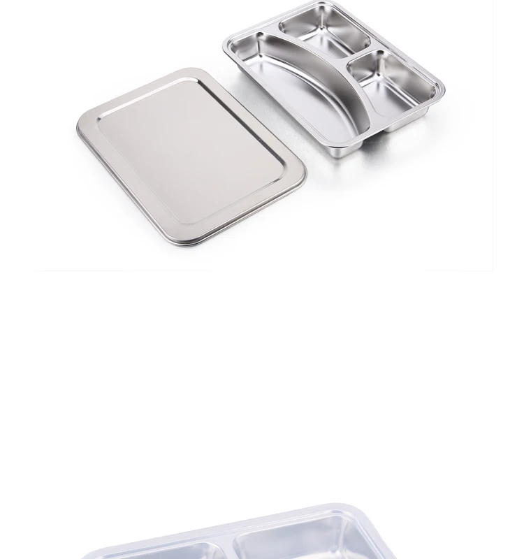 3 Compartment Rectangular Stainless Steel Food Divider Plate Sectional