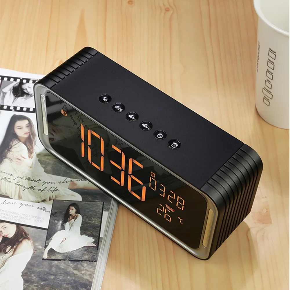 Wireless bluetooth speaker with FM Radio smart alarm clock night light portable bluetooth speaker - ANKUX.COM
