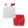 Mudkingdom girls' travel suits with polka dot bow halter vest and bound leg polka dot baggy shorts set