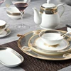 Ceramic crokery supplier luxury bone china dinnerware set for 8 wholesale price heat resistant hotel gold bone china dinner set