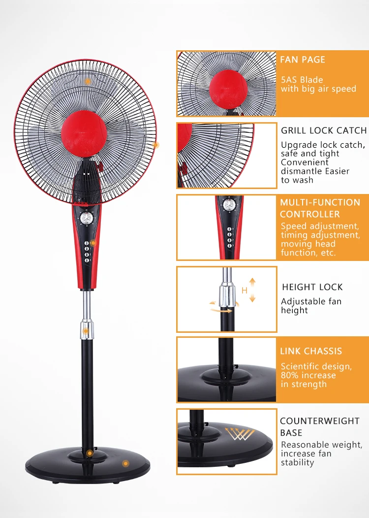 Pedestal Quiet 16 Inch 45w Standing Fan Electric Best Air Cooling Floor