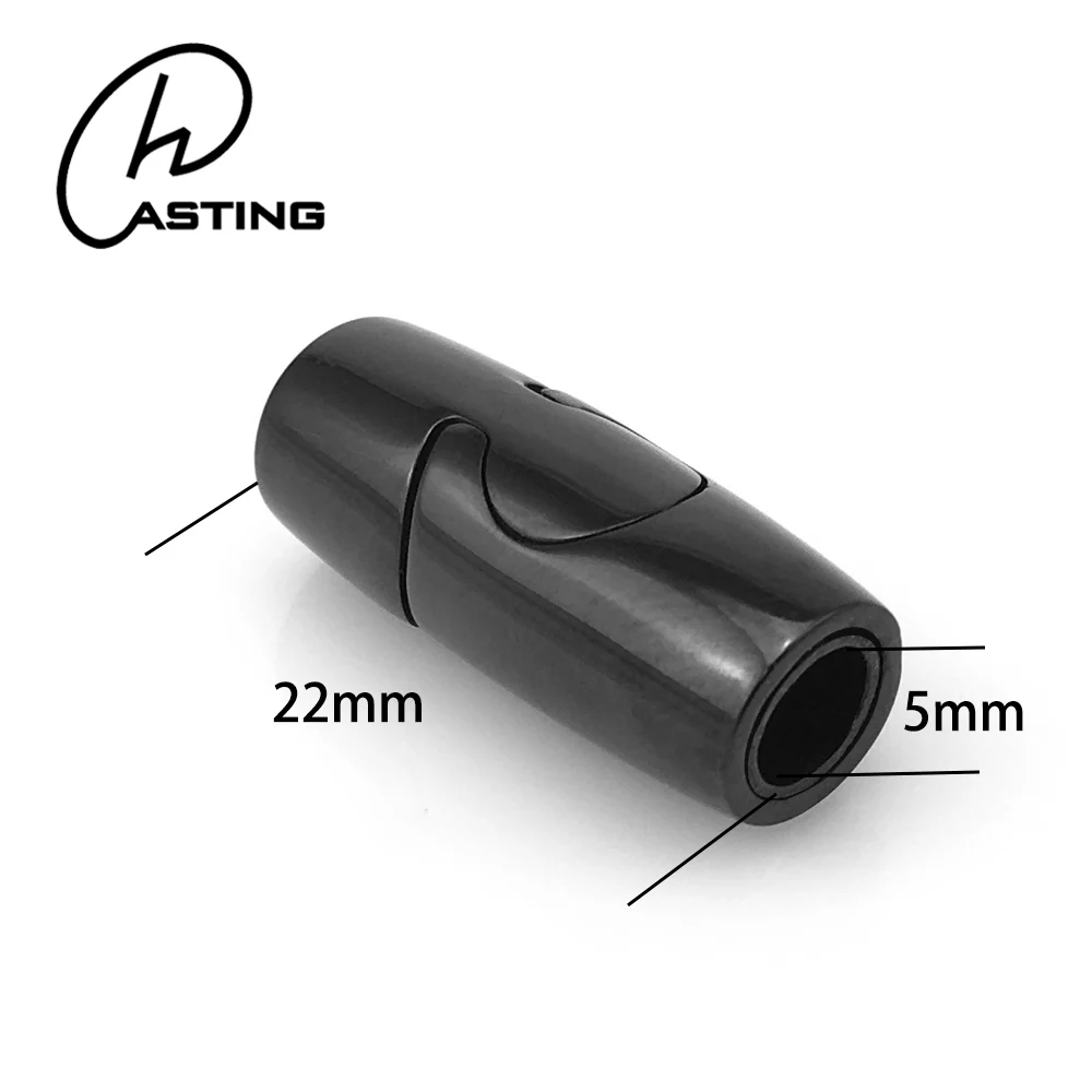 Jewelry Making Supplies Black Stainless Steel Barrel Magnetic Clasp For Leather Cord