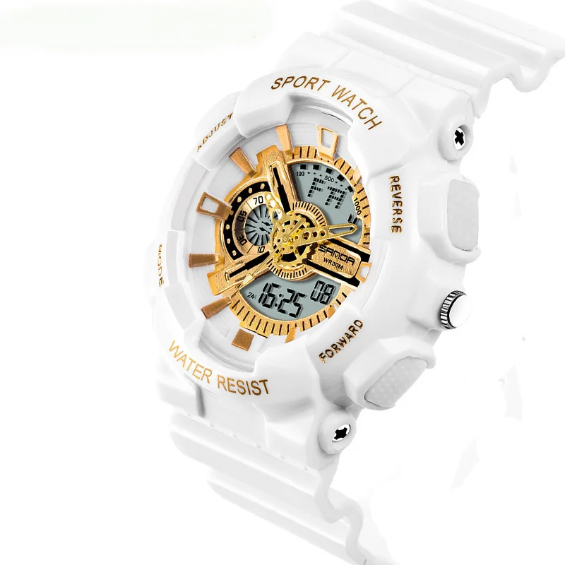 

WJ-7548 SANDA Brand New Fashion Watches Men Sports Watch Digital Analog Multifunctional Alarm Military Hour, Multicolor