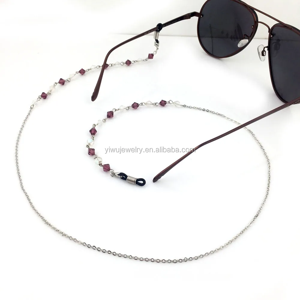 

GL182 faceted amethyst glass crystal girls sunglasses chains cool glasses accessories, Gold;silver;black nickel;burnish gold;burnish copper etc.