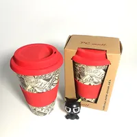 

Custom Printed biodegradable Organic Bamboo Fibre Reusable Coffee Cup Black