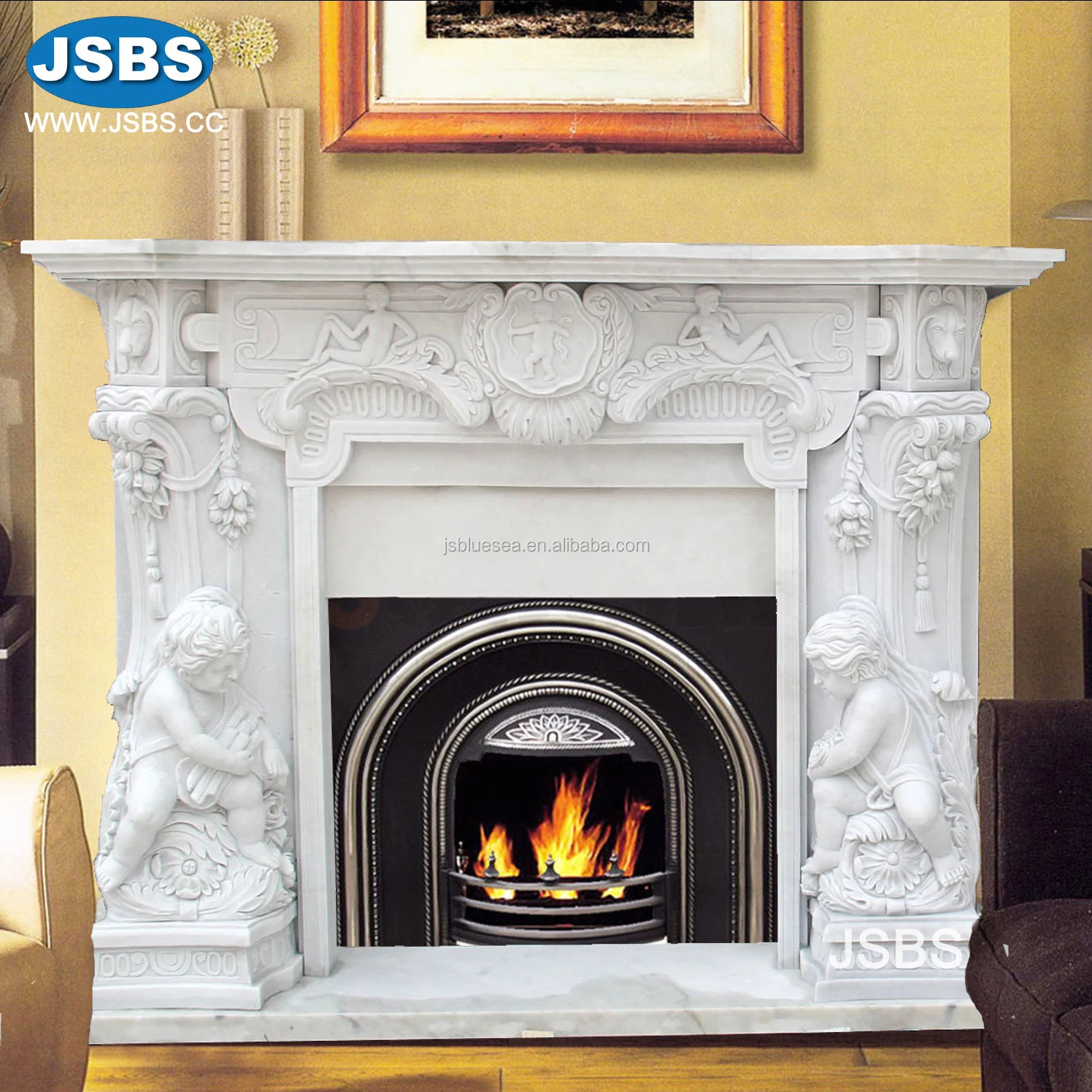 White Engraving Roman Marble Stone Wide Fireplace Designs Buy