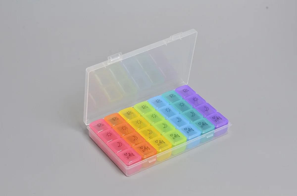 2018 Wholesale Plastic 7 day Weekly Monthly Pill Box Organizer