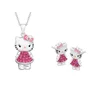 Pink Enamel Hello Kitty Necklace And Earring 925 Sterling Silver Jewelry Set
