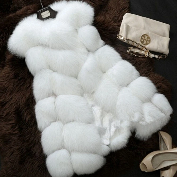 

Hot Selling Lady's Faux Fur Winter Vest Quality Soft Fake Fox Fur Waist Coat, Customized color