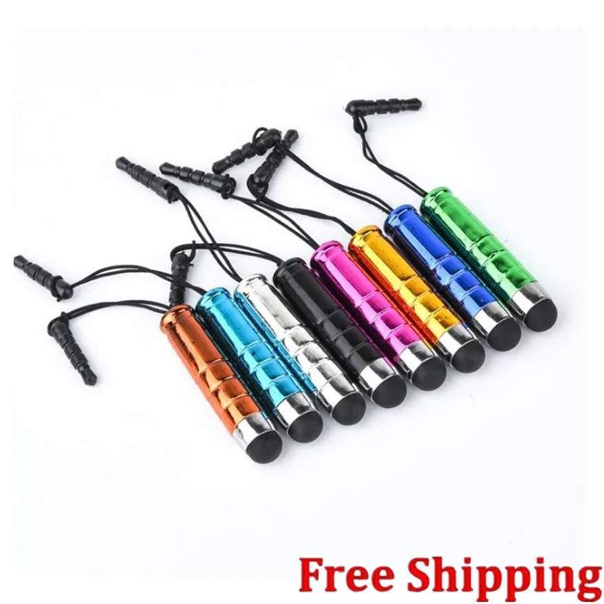 

Plastic Bullet shaped Capacitive Stylus Touch screen Pen with strip Earphone Anti-Dust Plug For ipad iphone samsung
