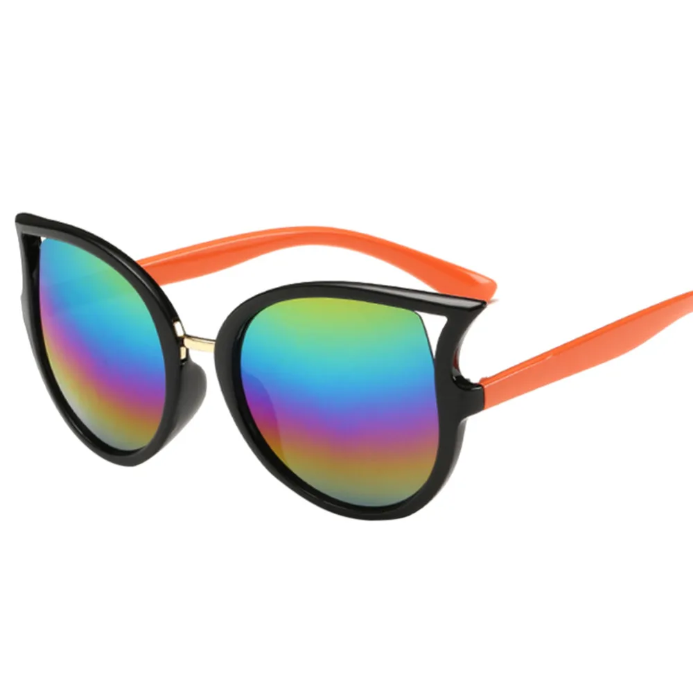 Summer Kids Sun Glass Children Goggles Coating Sunglasses Girls Cat Eye Shades Sunglass Reflective UV400 Oculos