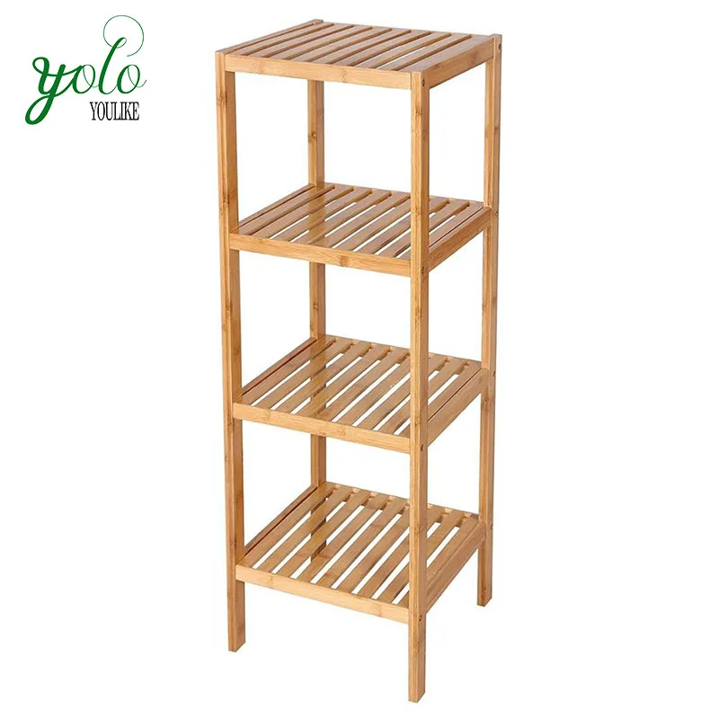 Bamboo Bathroom Shelf 4tier Multifunctional Storage Rack & Holder