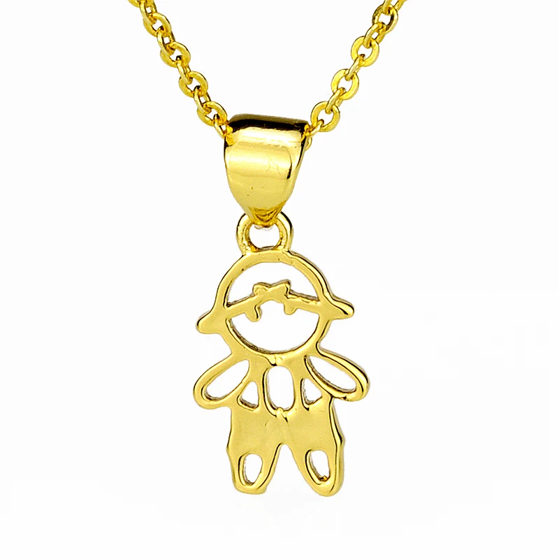 Children's Little Boy Glossy Pendant Necklace Stud Earrings Jewelry Set