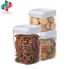 ZNK00028 Clear Plastic BPA Free Large Square 3 Pcs Set Airtight Food Container Box for Cereal and Dry Food Storage