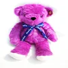 Custom fluffy plush sitting deep purple bear with bow teddy bear
