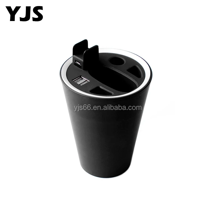 

YJS 2019 Colorful Ecig Vape Accessories Replacement Parts Custom Wireless Travel Cup Ashtray Car Charger Holder, Black