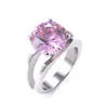 HFM0150 Cool Stainless Steel Women Rings Setting With Pink Glass Stone