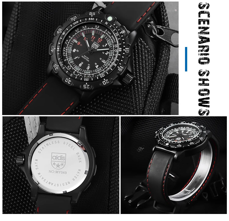 Divers Men Military Sports Watch Silicone LED Watch Light Curren Watch Automatic