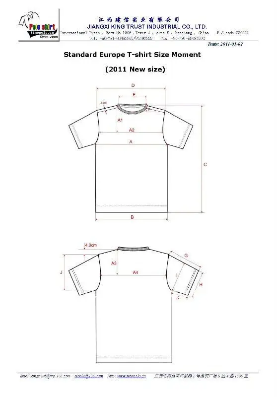 round neck t shirt size chart