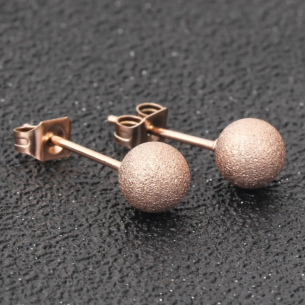 Stainless Steel Rose Gold Plated Stud Spherical Earrings Buy