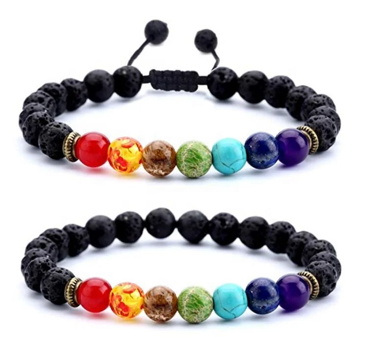 

Lava Rock 7 Chakras Yoga Beads Bracelet 7 Chacras Essential Oil Diffuser Bracelet Men Women 7 Chakra Bracelet Natural Unisex