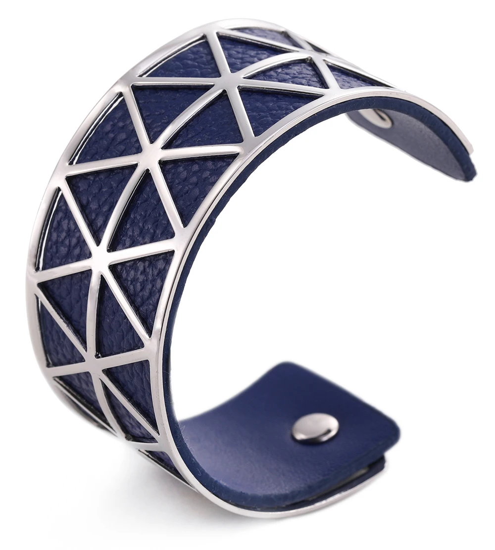 2019 批发时尚铁镂空可更换 pu 皮革手镯女士花式手镯